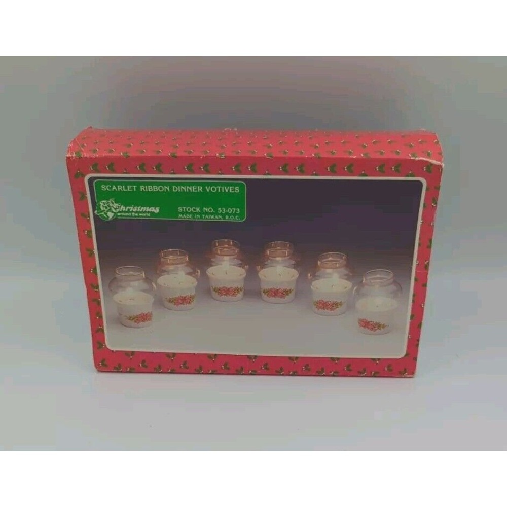 Vintage Christmas around the world Scarlet Ribbon Dinner Votives set of‎ 6